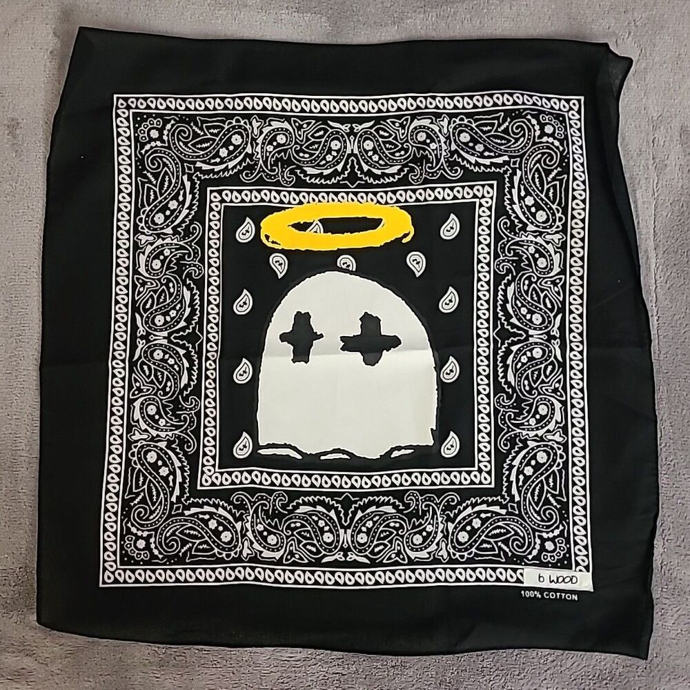 BWOOD NYC BANDANA BLACK GHOST RARE NY 2020 LIVE GOONEY DIE SAINT 100% COTTON ART